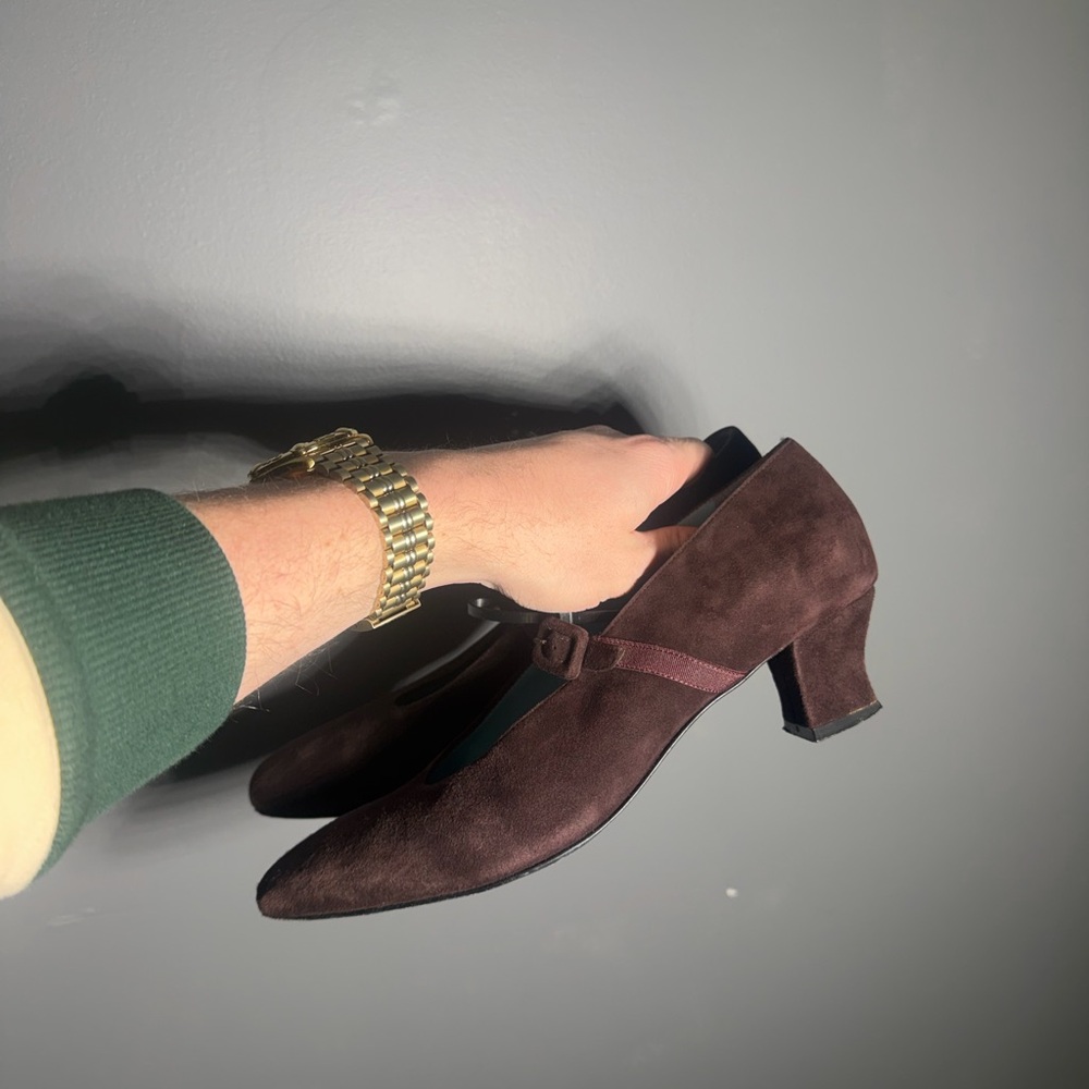 Thierry Rabotin Brown Suede Heeled Mary Jane’s Size EU 38.5 - Picture 5 of 7